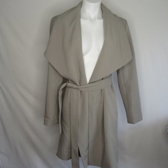 Lauren Ralph Lauren Jackets & Blazers - Ralph Lauren Crepe Belted Wrap Coat Cork Gray Women's S Small